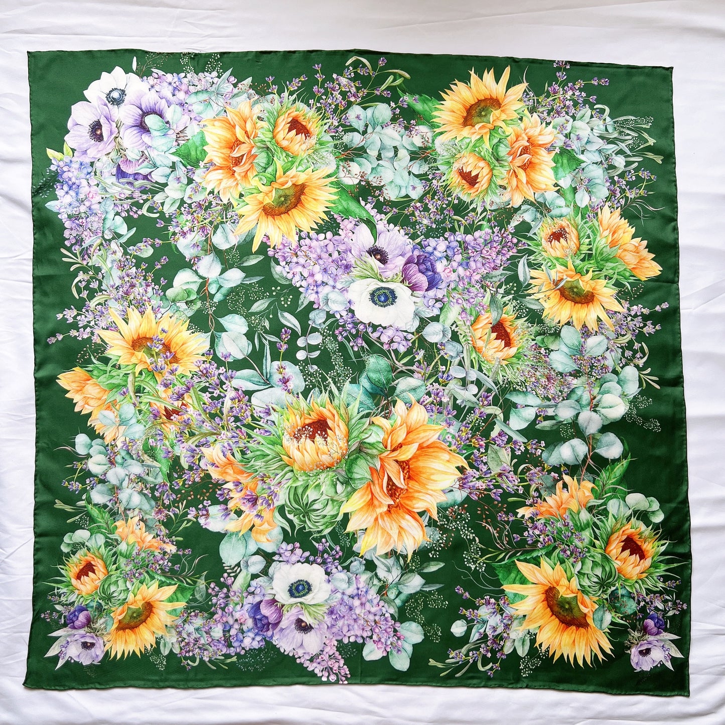 Sunflower with Lavender - Dark Green