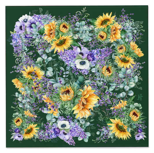 Sunflower with Lavender - Dark Green